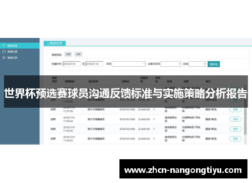 世界杯预选赛球员沟通反馈标准与实施策略分析报告