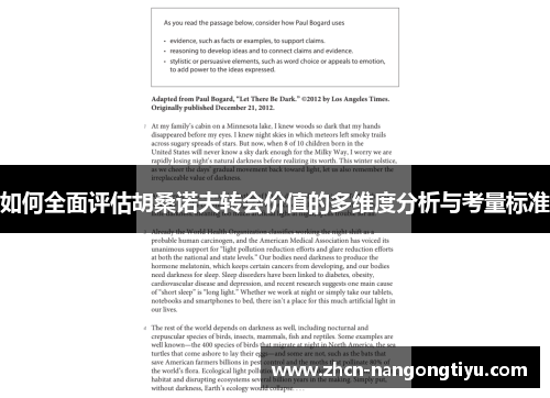 如何全面评估胡桑诺夫转会价值的多维度分析与考量标准